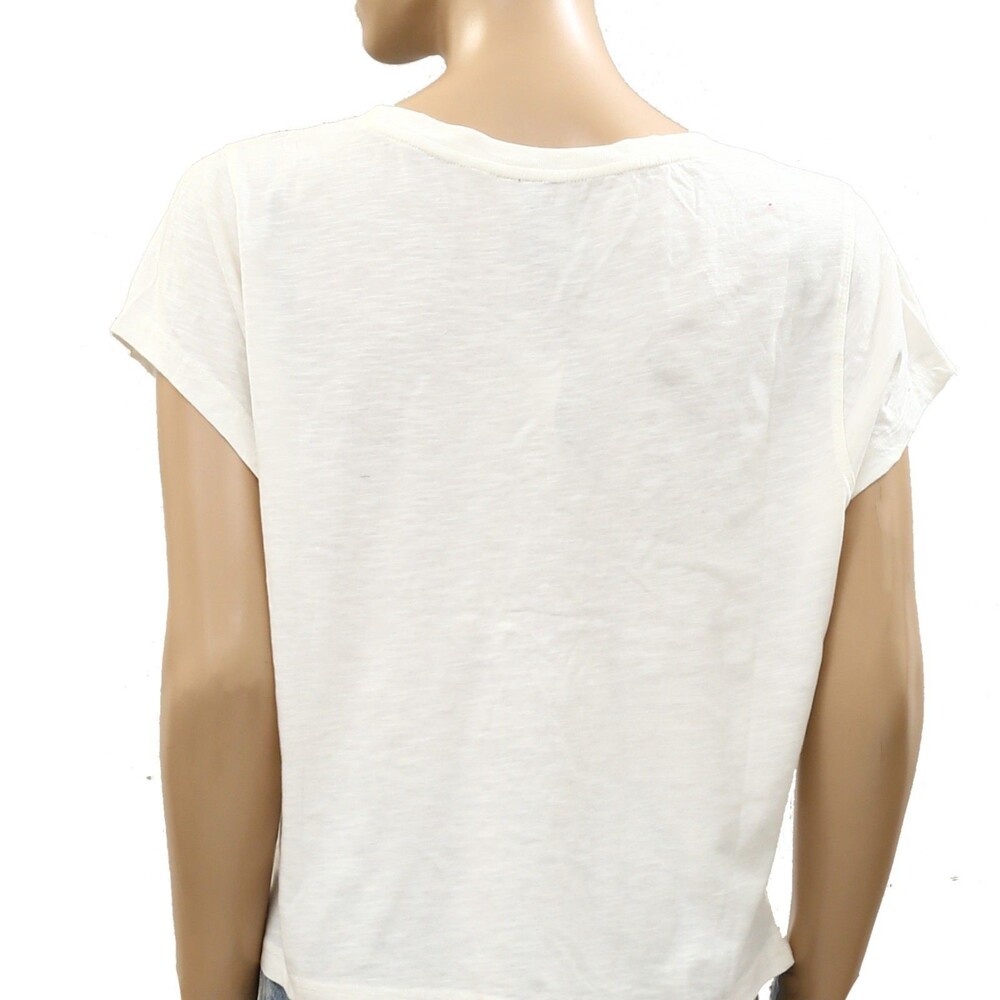 By Anthropologie Graphic Baby Tee Blouse Top Strawberry Cotton White XL 286483 - Picture 6 of 7